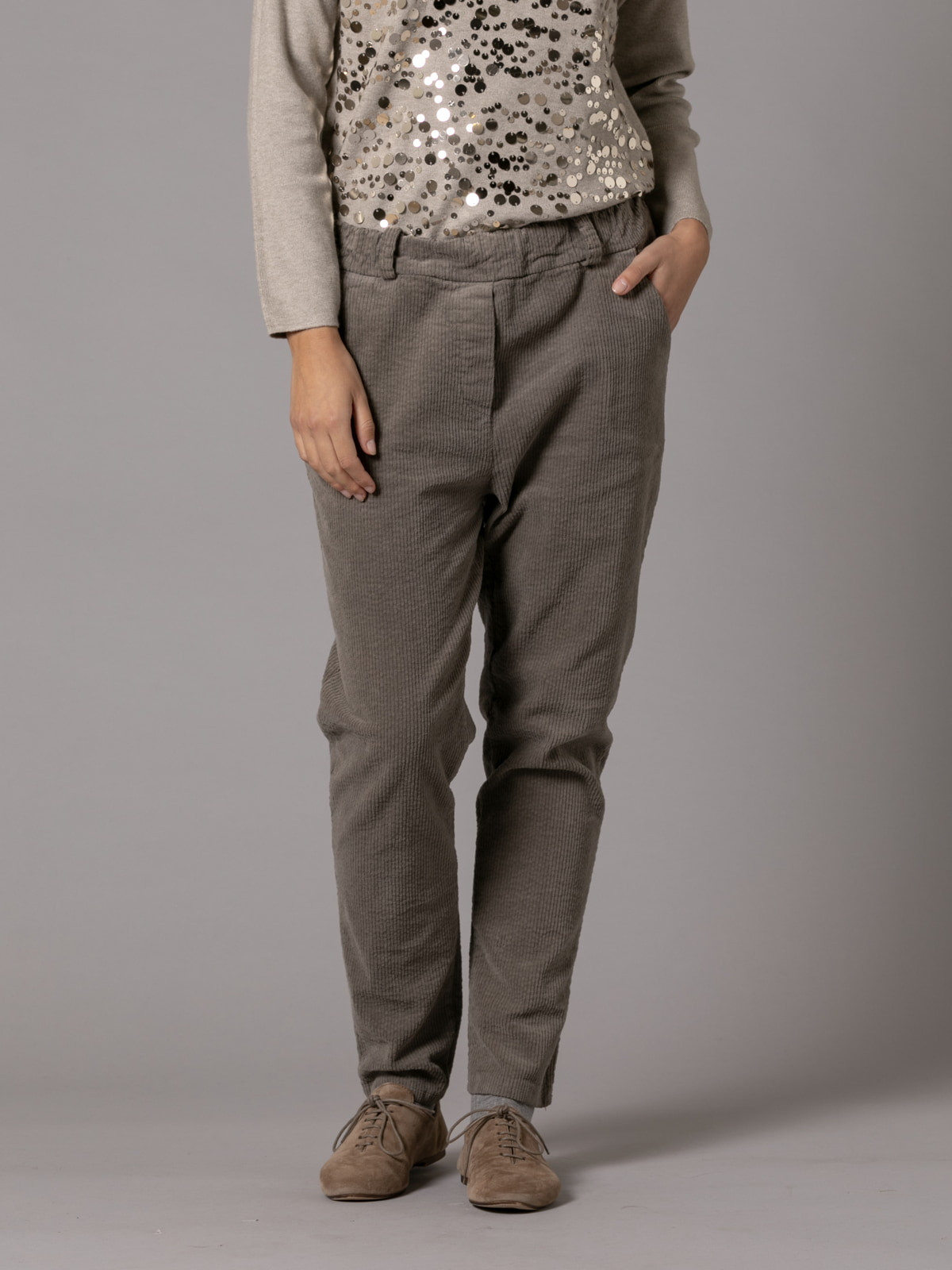 Casual design corduroy pants  Taupe colour