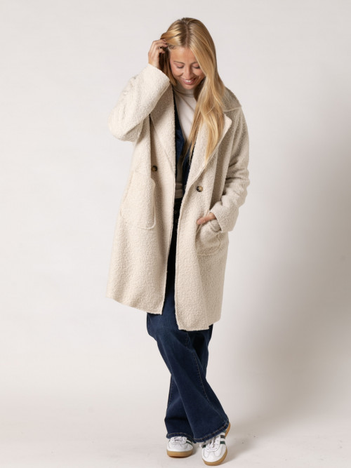 Buttoned double-breasted loop coat  Beige colour