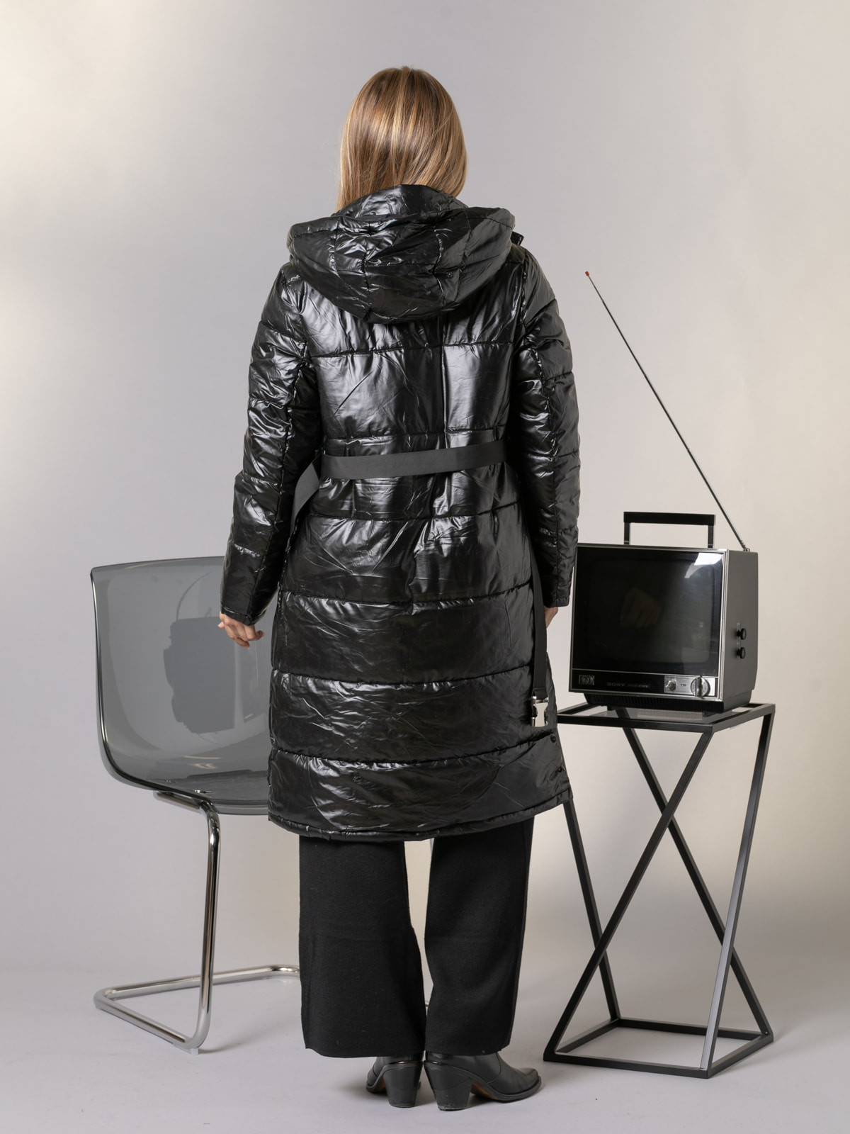 Quilted and reversible coat  Black colour