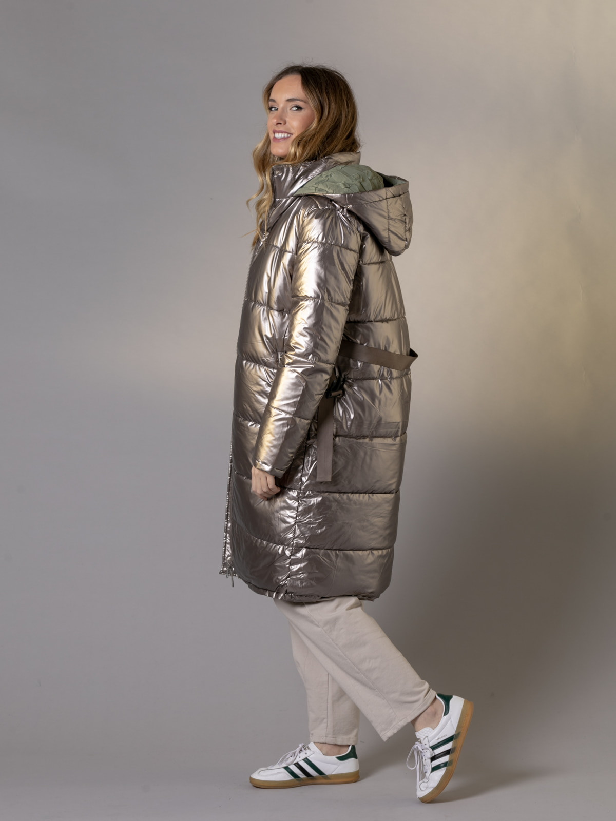 Quilted and reversible coat  bronce colour