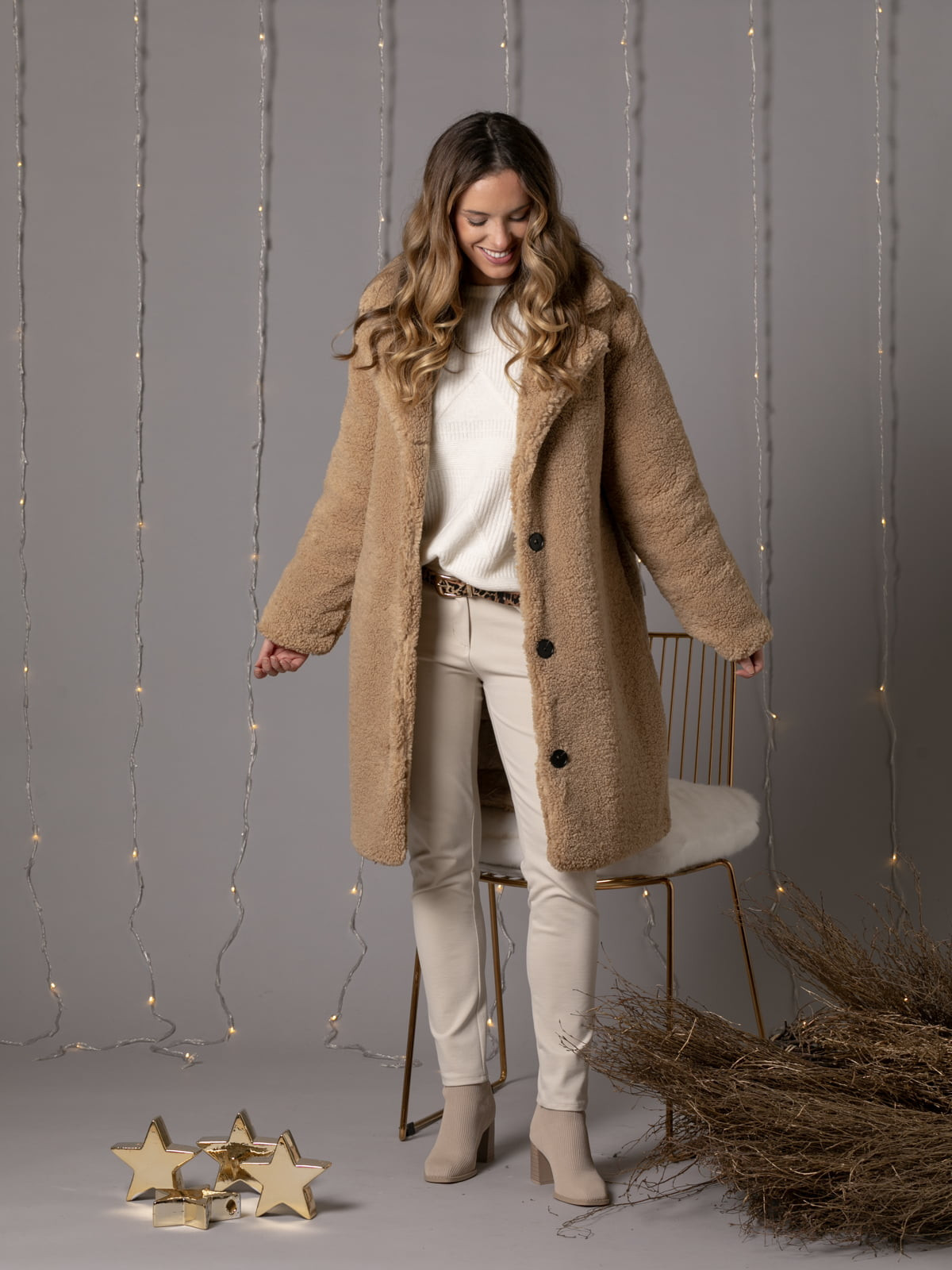 Soft padded inner teddy coat  Camel colour