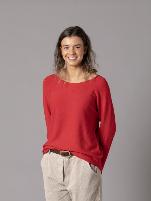 Must-have boat neck sweater  Red colour