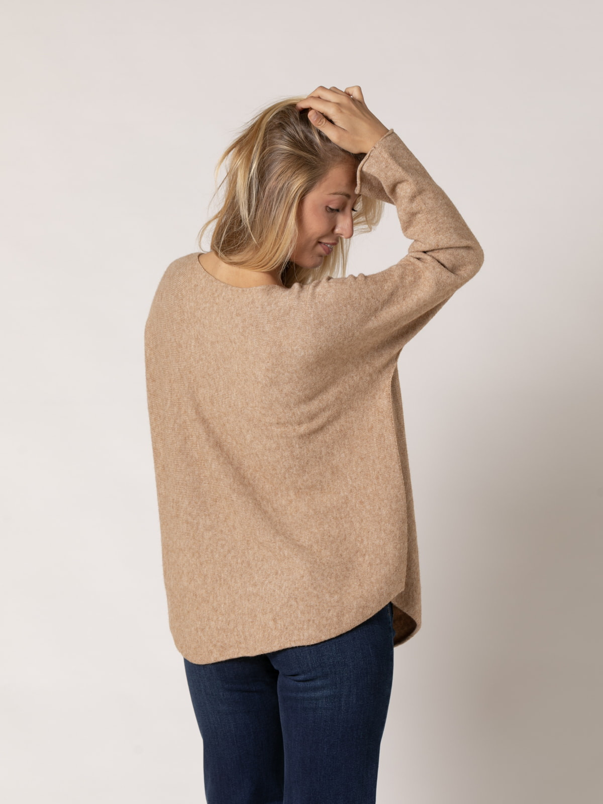 Must-have boat neck sweater  camel melange colour