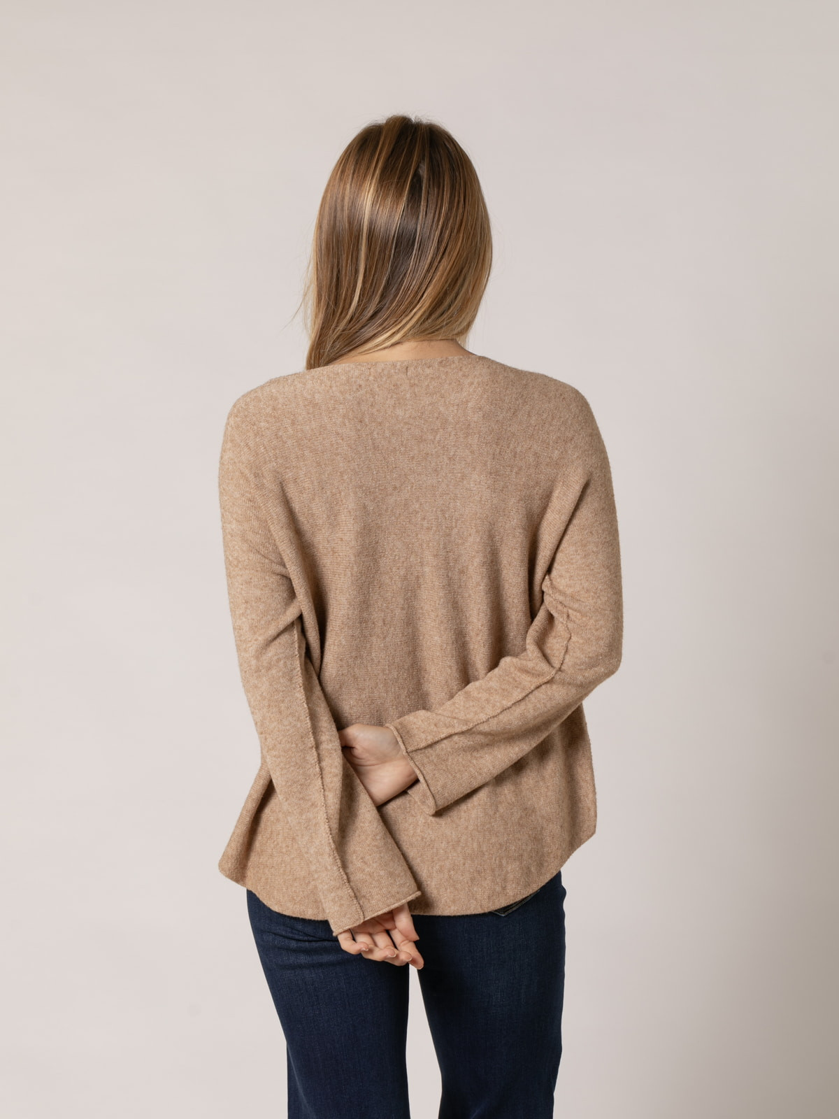 Must-have V-neck sweater  camel melange colour