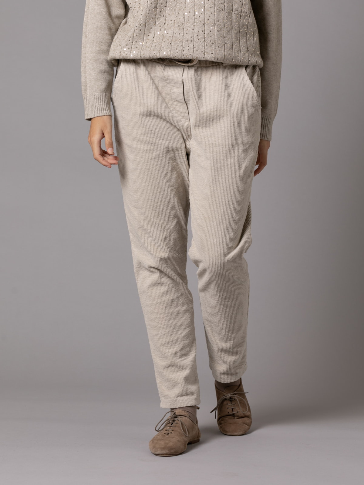 Casual design corduroy pants  Beige colour