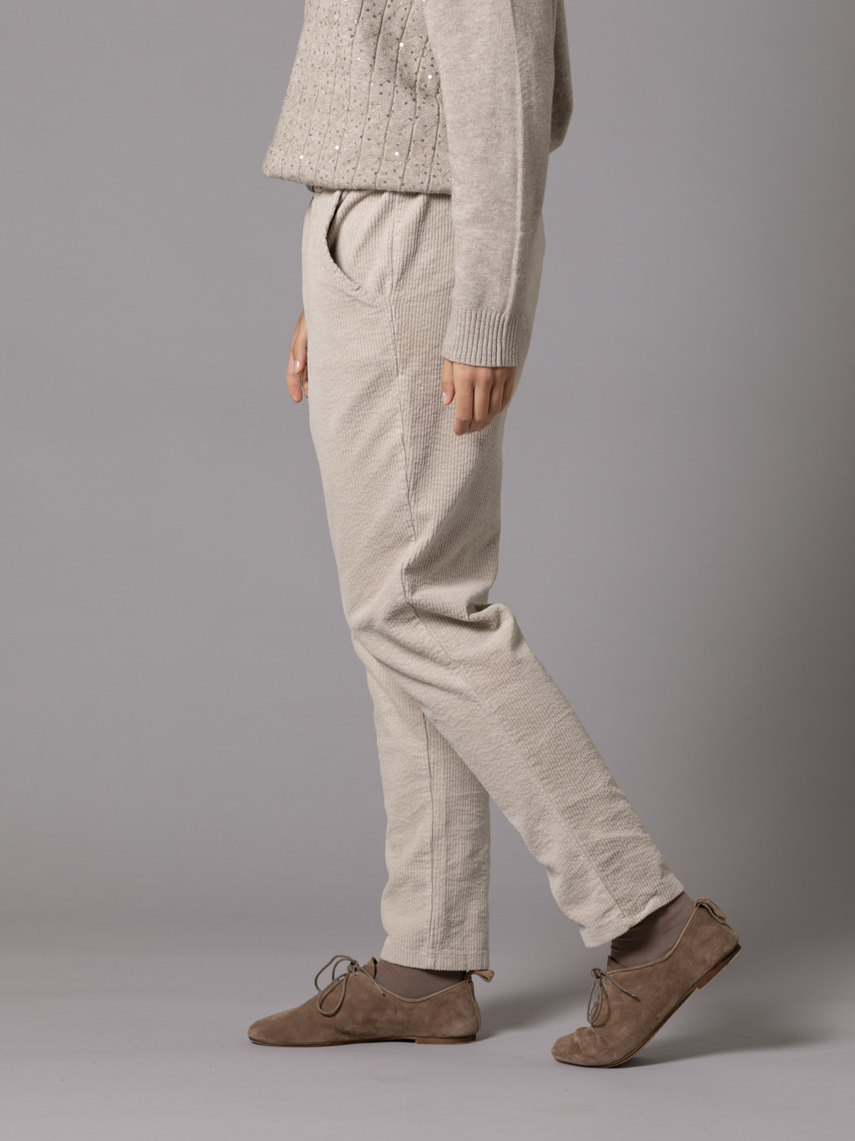 Casual design corduroy pants  Beige colour