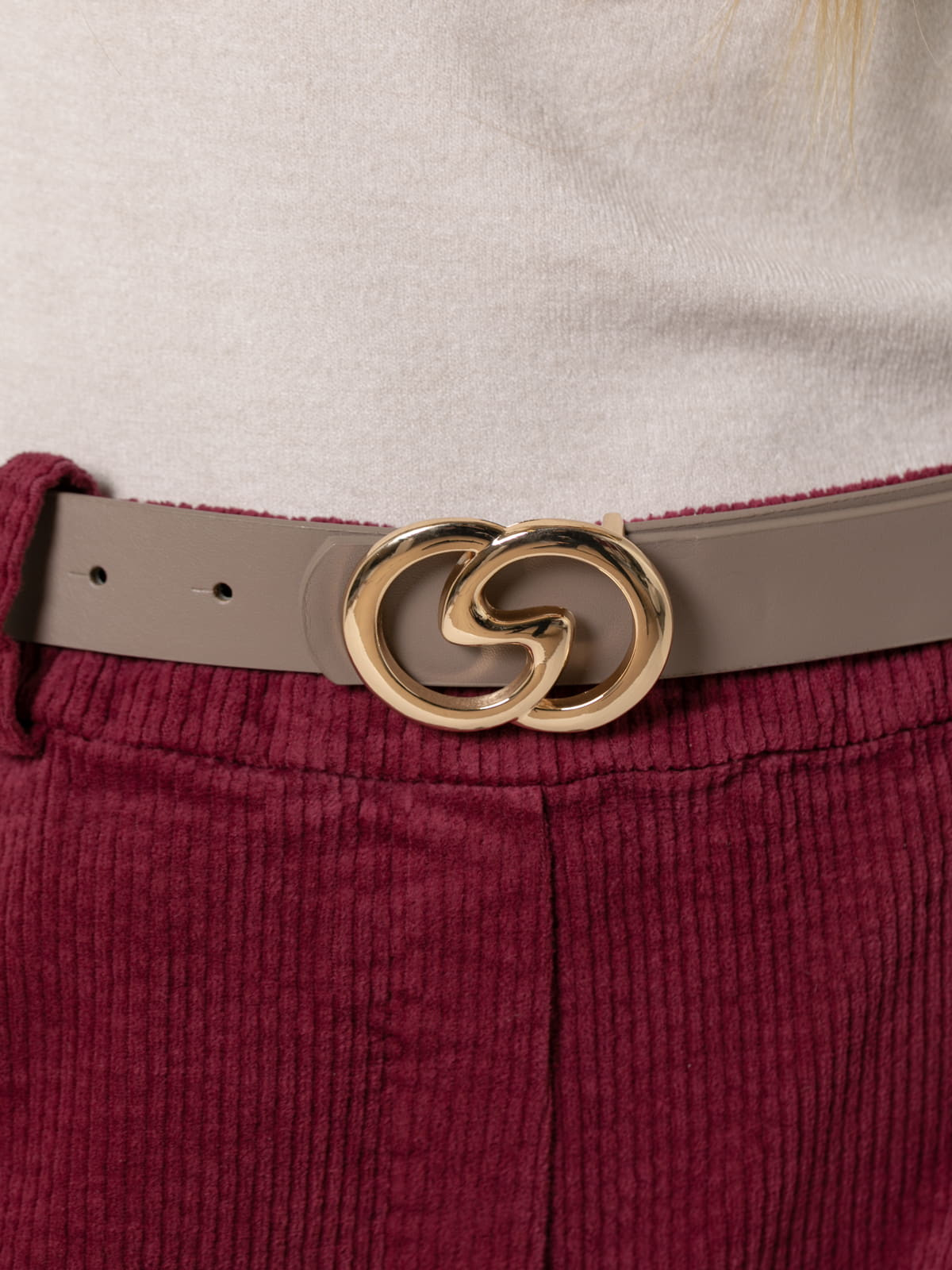 Guch golden buckle belt  Taupe colour