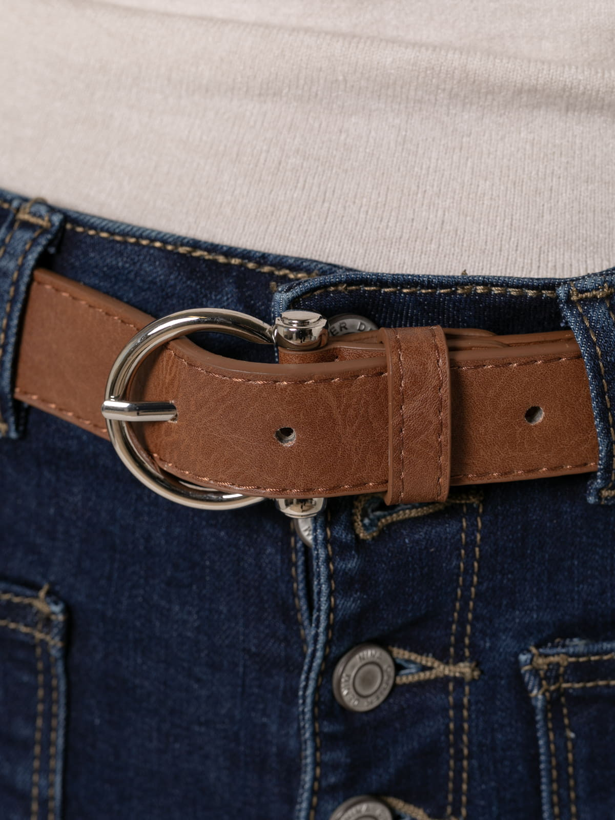 Horseshoe buckle belt  Camel colour