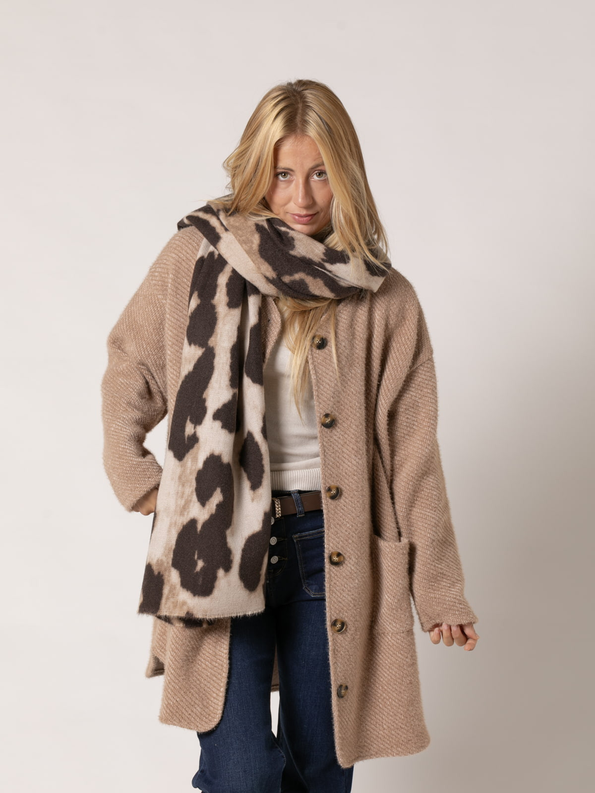 Animal print scarf  Taupe colour