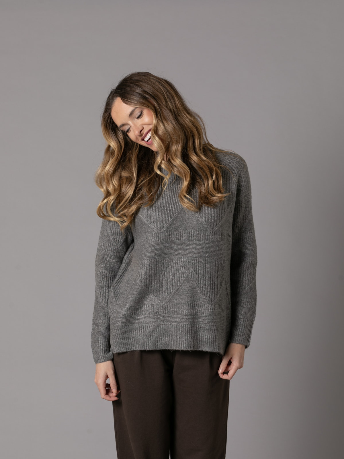 Ribbed sweater with spider drawing  Grey Dark colour