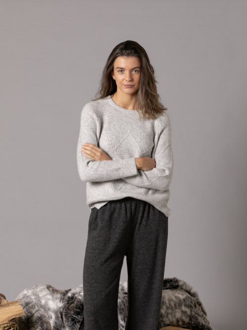 Ribbed sweater with spider drawing  Grey Lightcolour