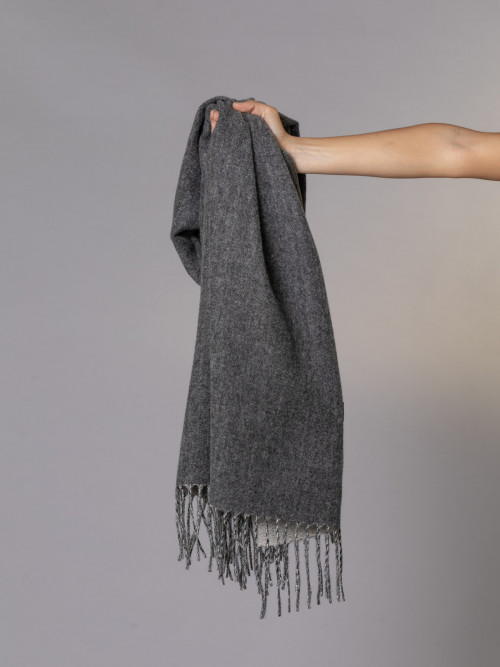 Classic fringed scarf  Grey colour