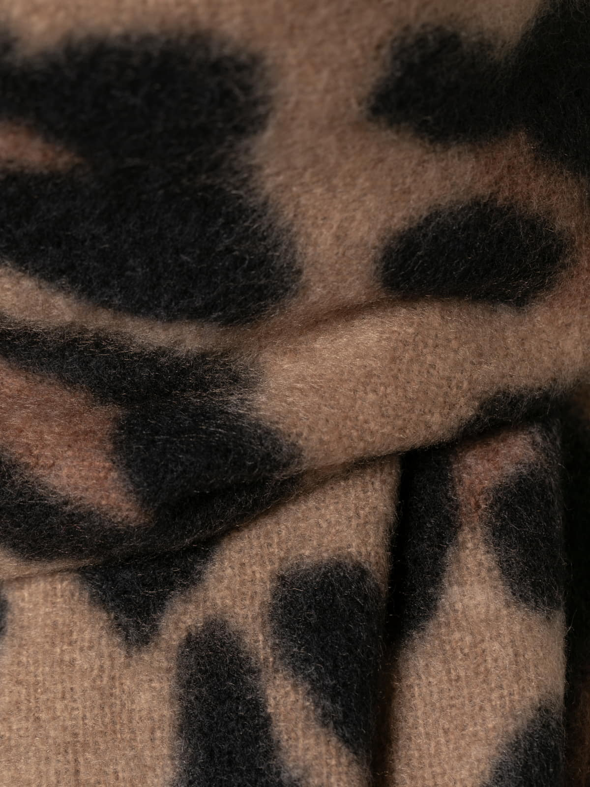 Soft animal print fringe scarf  Camel colour