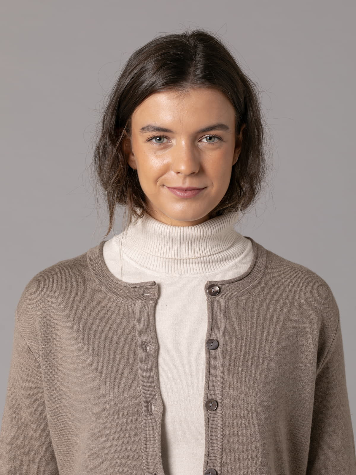 Knitted jacket with border detail  Marrón  colour