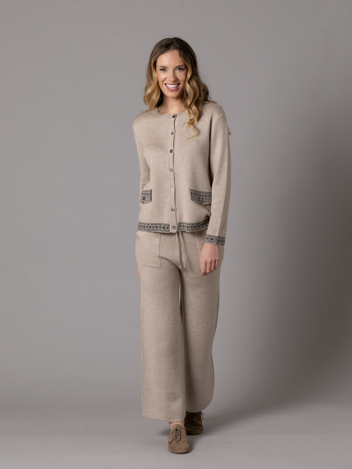 Soft knit pants with pockets  Taupe colour