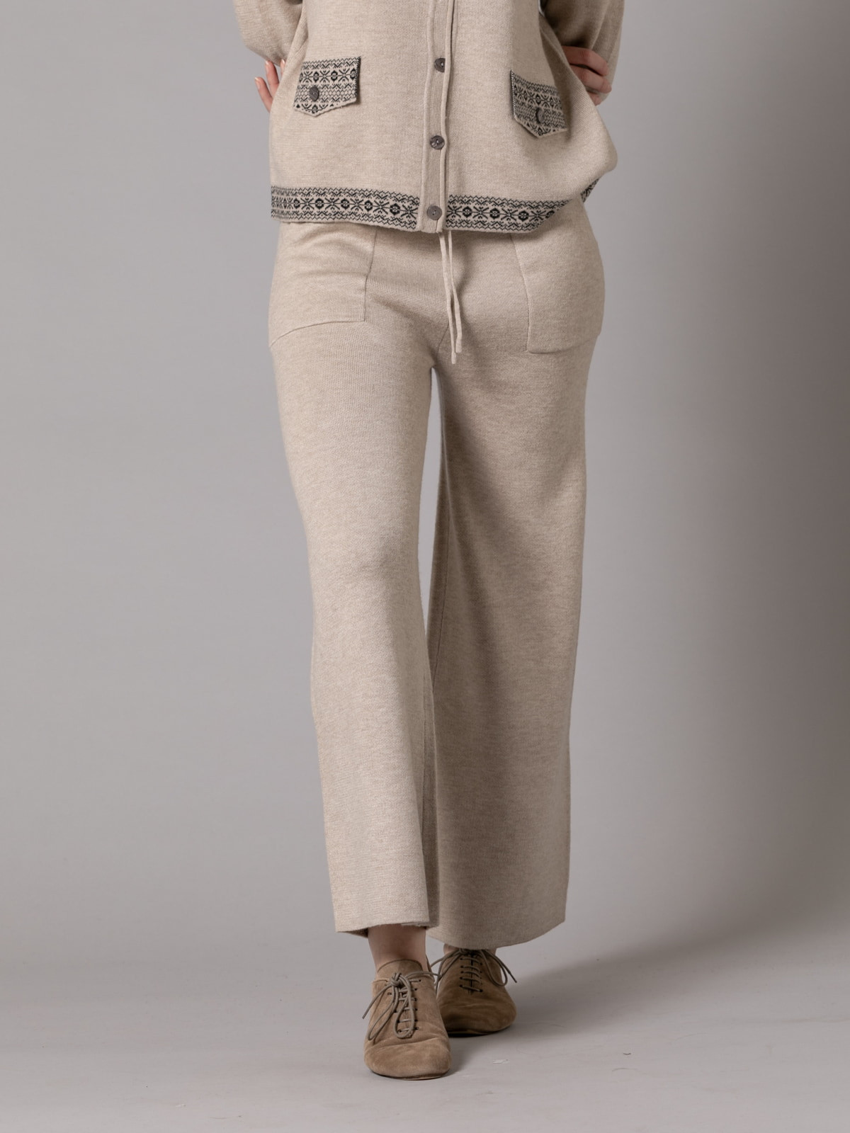 Soft knit pants with pockets  Taupe colour