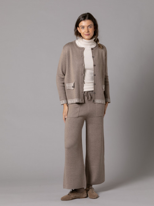 Soft knit pants with pockets  Marrón  colour