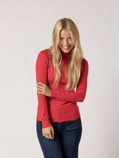 Jersey cuello vuelto soft ligero slim fit color Rojo