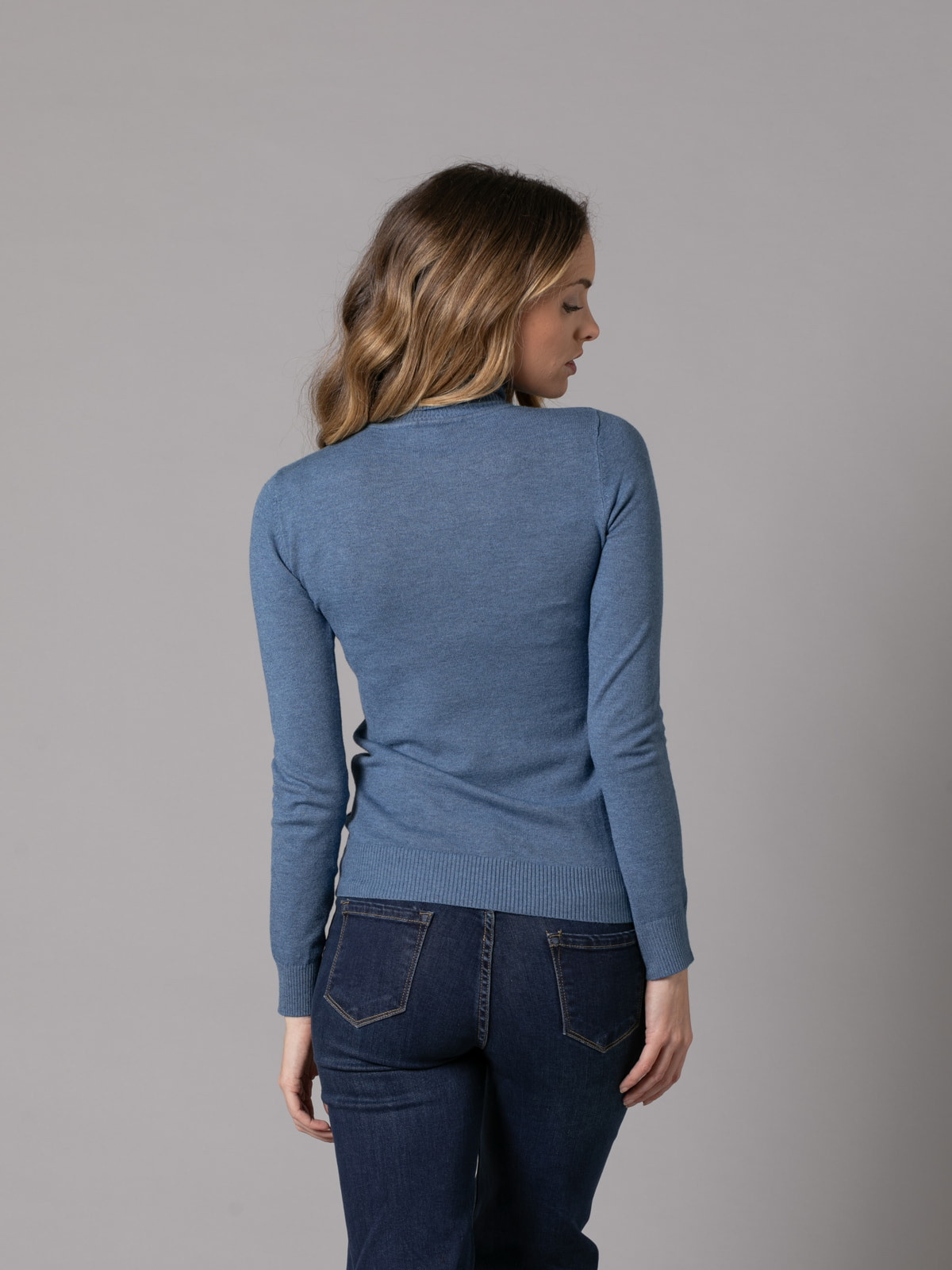 Light soft slim fit turtleneck sweater  Blue colour