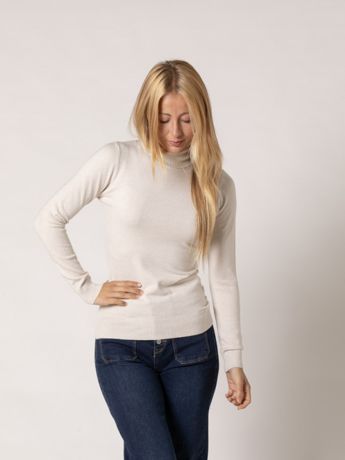 Light soft slim fit turtleneck sweater  Beige colour