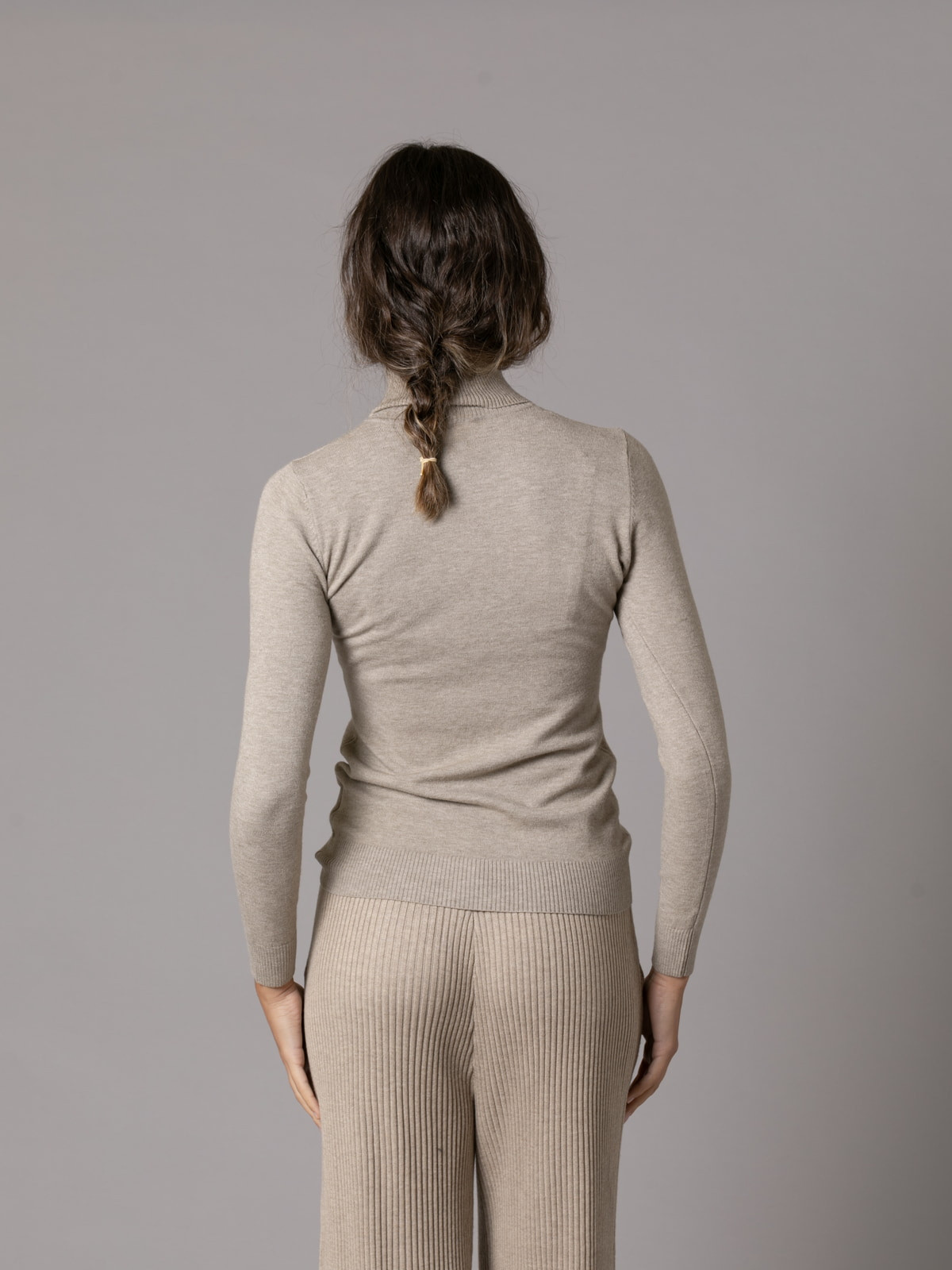 Light soft slim fit turtleneck sweater  Taupe colour