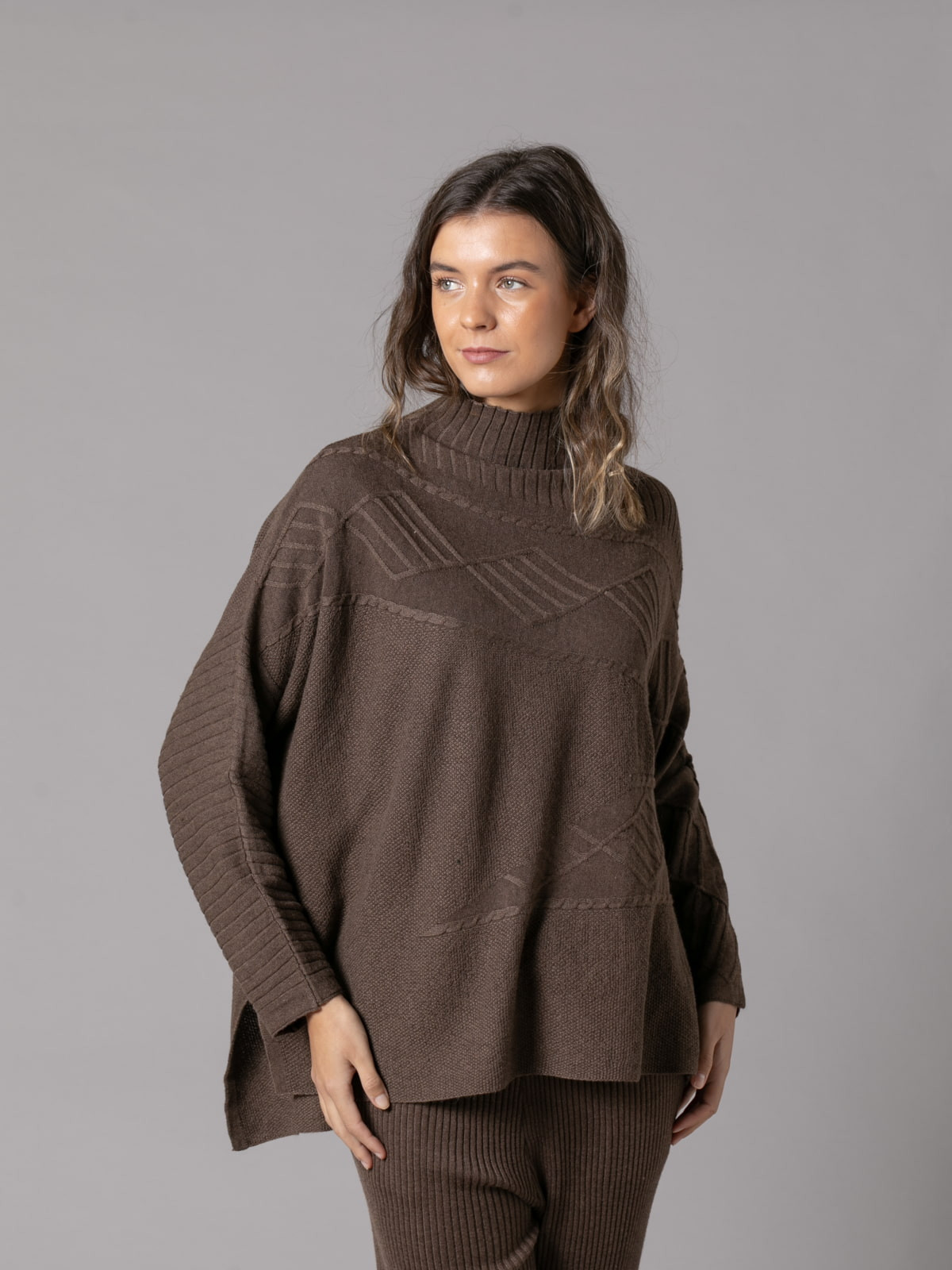 Oversized sweater with spider drawing  marrón oscuro colour