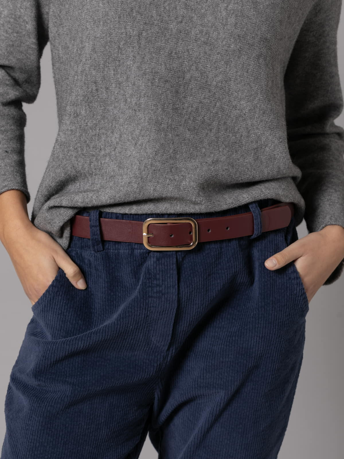 Golden square buckle belt  Granate colour