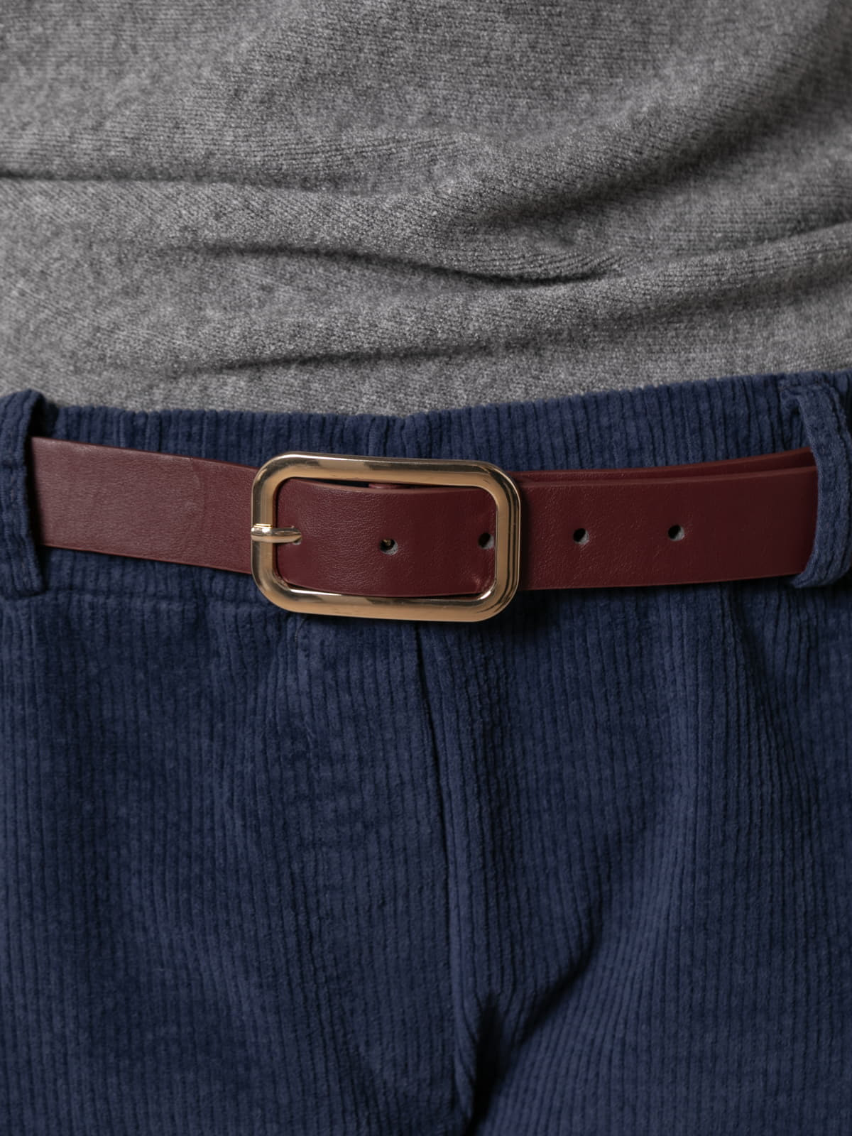 Golden square buckle belt  Granate colour