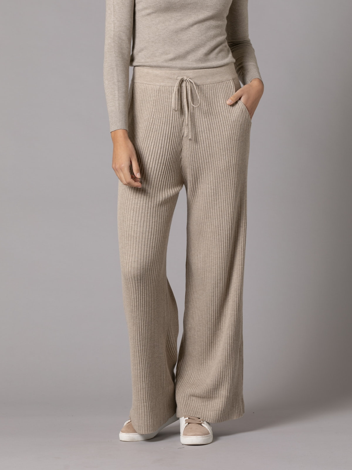 Soft ribbed knit pants  Taupe colour