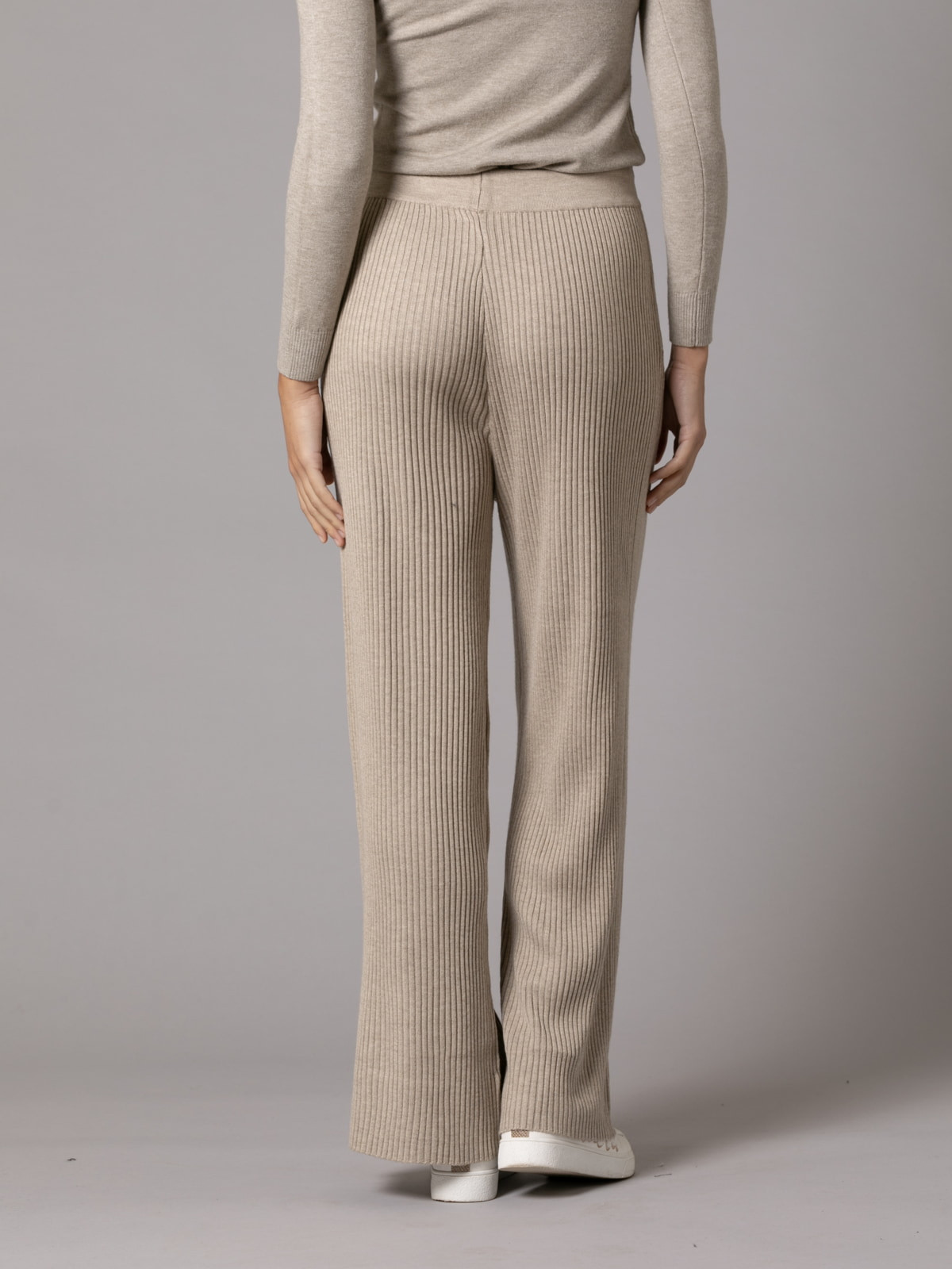 Soft ribbed knit pants  Taupe colour