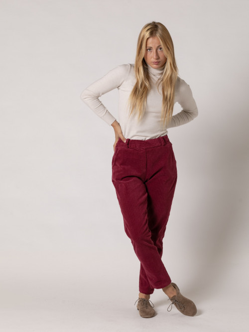 Casual design corduroy pants  cereza colour