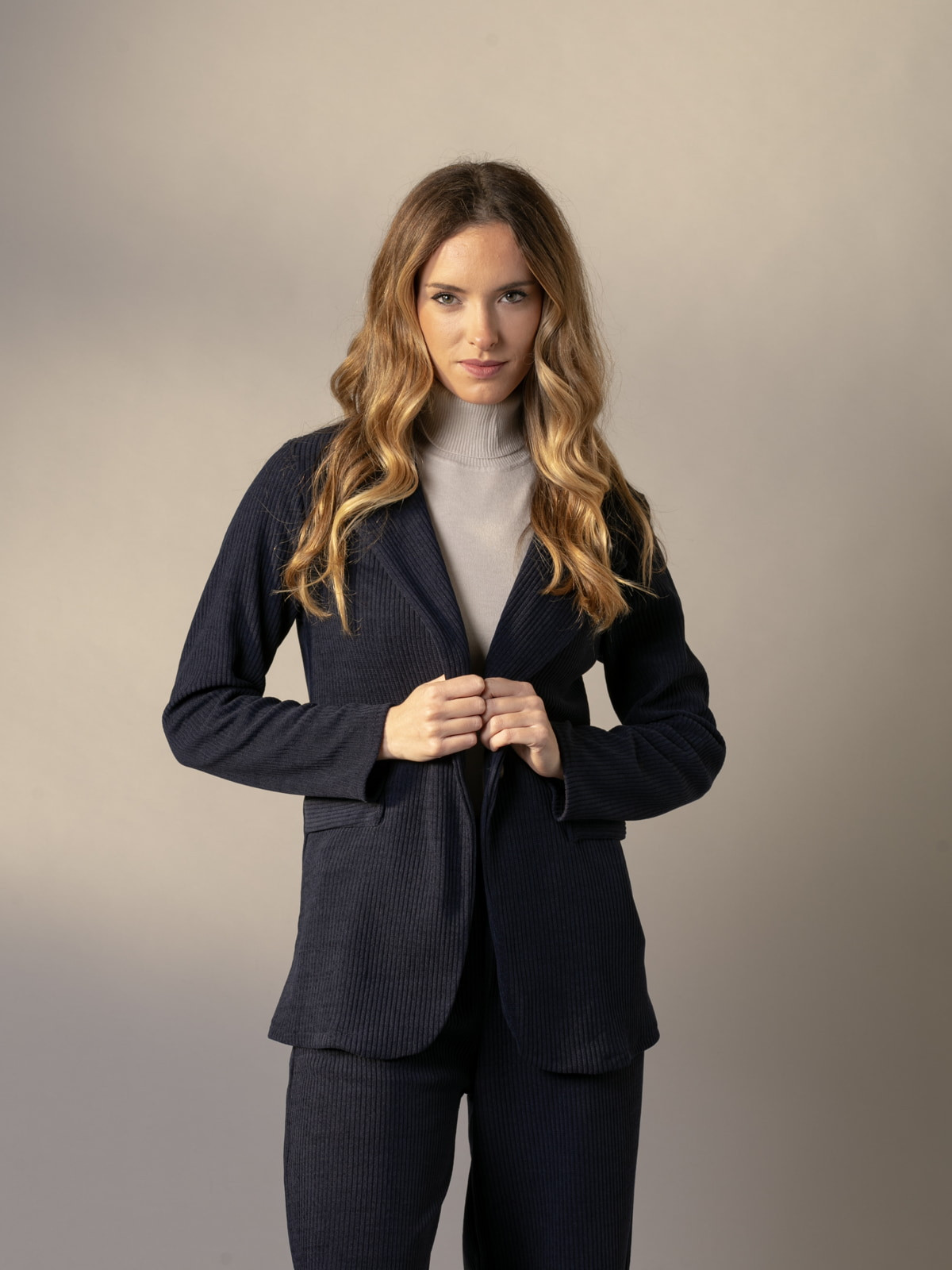 Comfy elastic corduroy blazer  Blue Navy colour