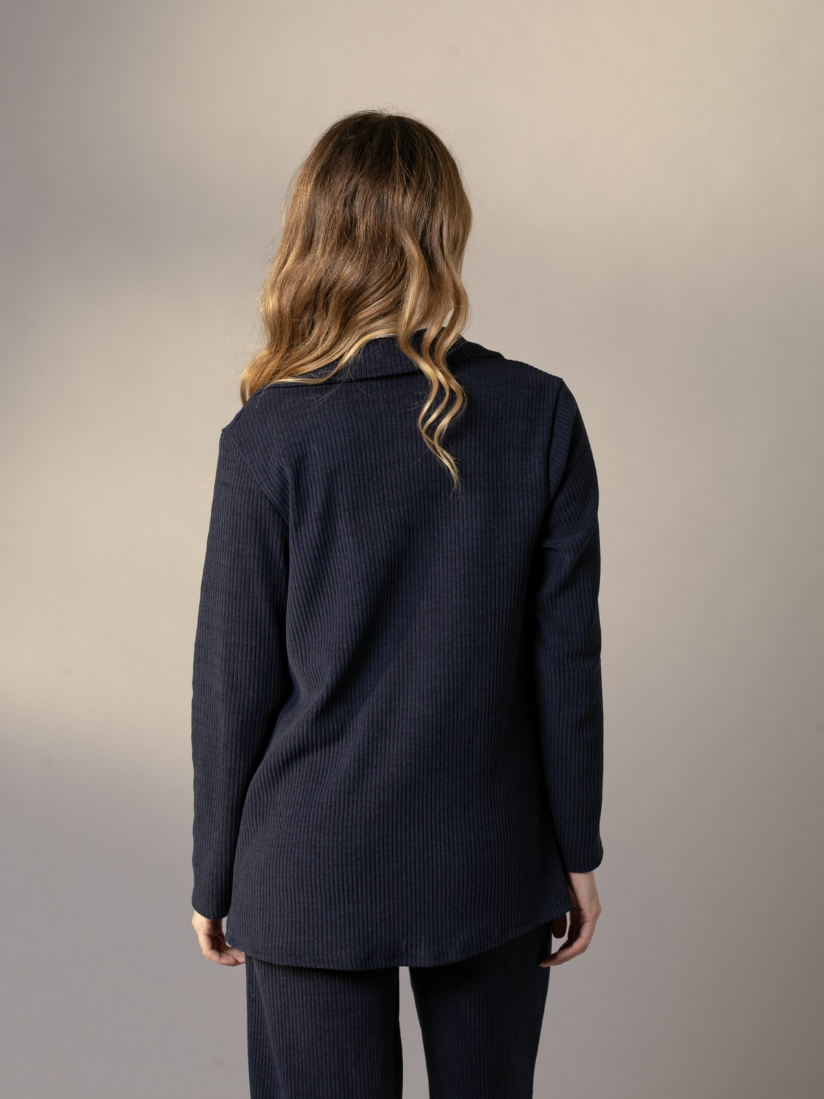 Comfy elastic corduroy blazer  Blue Navy colour