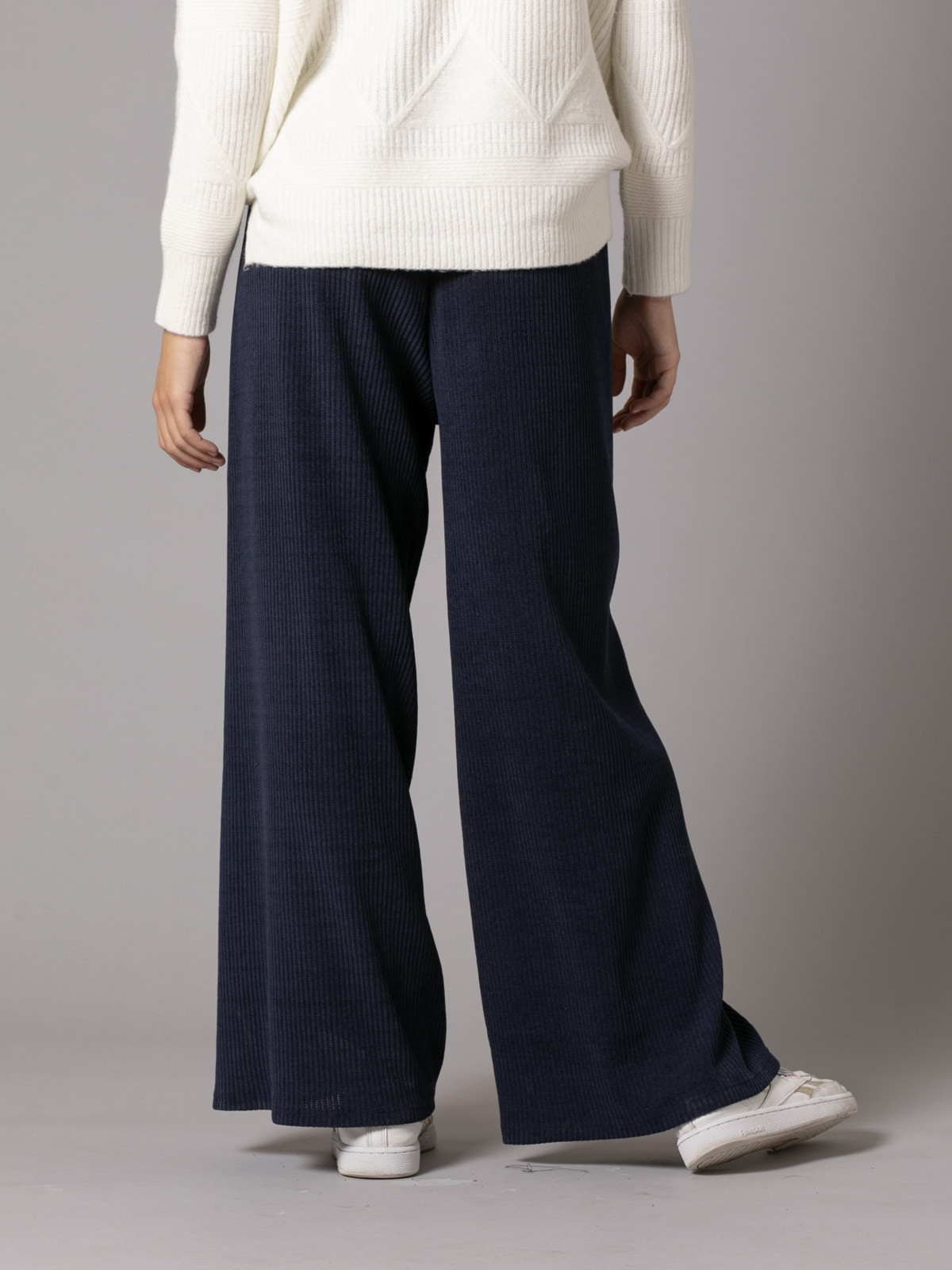 Wide leg elastic corduroy design pants  Blue Navy colour