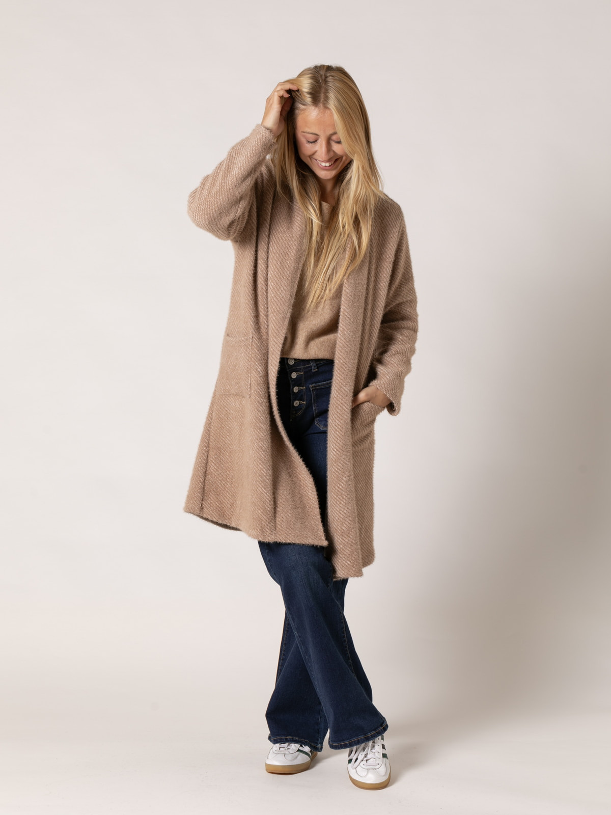 Soft knit wrap jacket  Camel colour