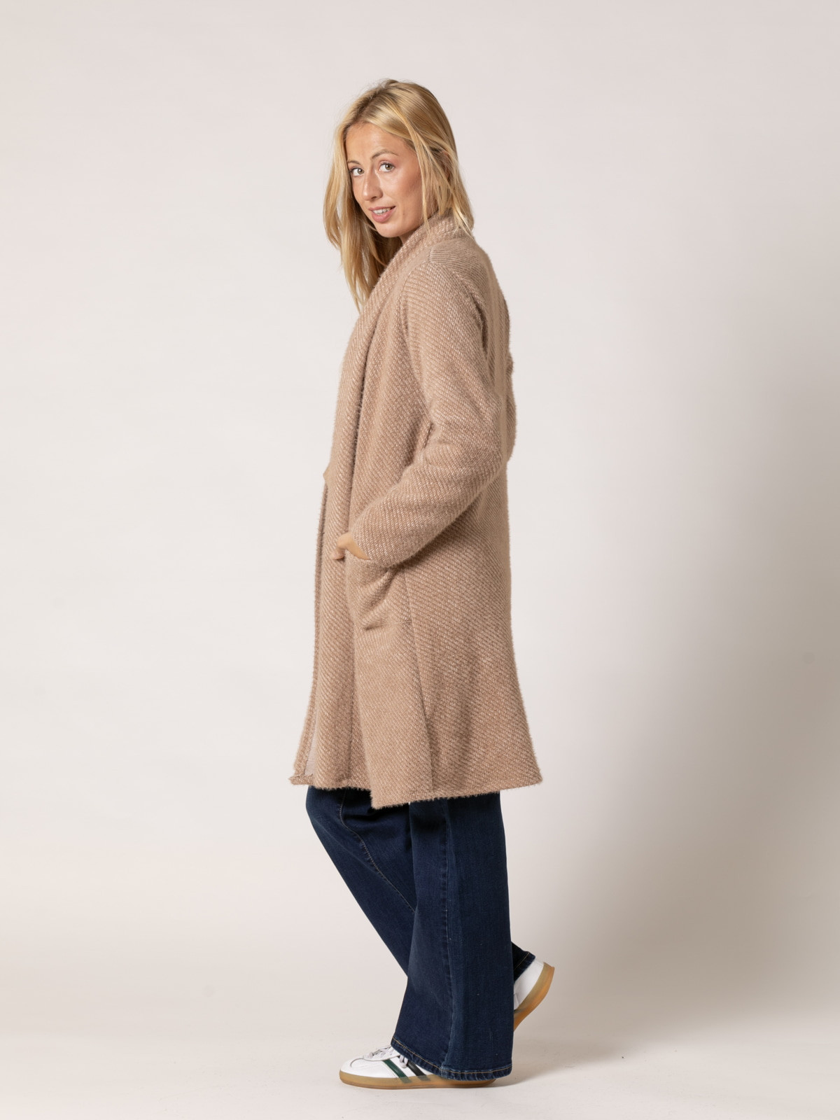 Soft knit wrap jacket  Camel colour