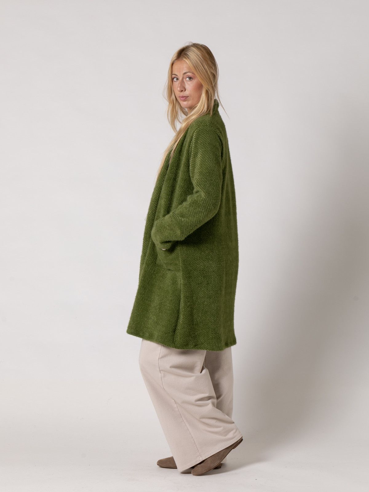 Soft knit wrap jacket  Green colour