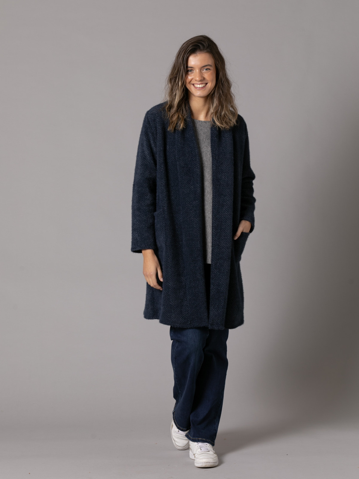 Soft knit wrap jacket  Blue Navy colour