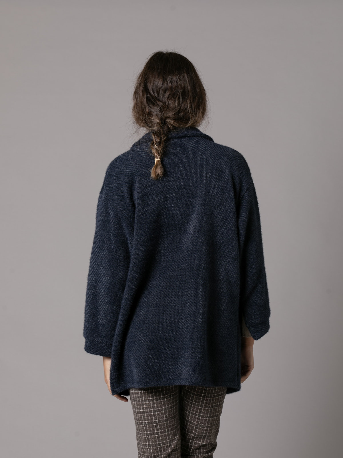 Soft fur jacket with buttons and pockets  Blue Navy colour