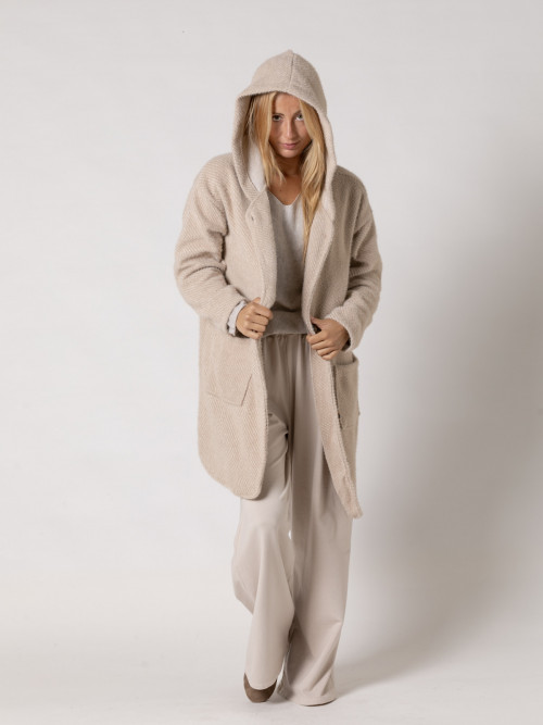 oversized soft coat with patch pockets  Beige colour