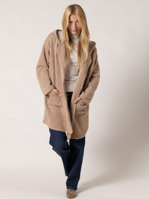 oversized soft coat with patch pockets  Camel colour