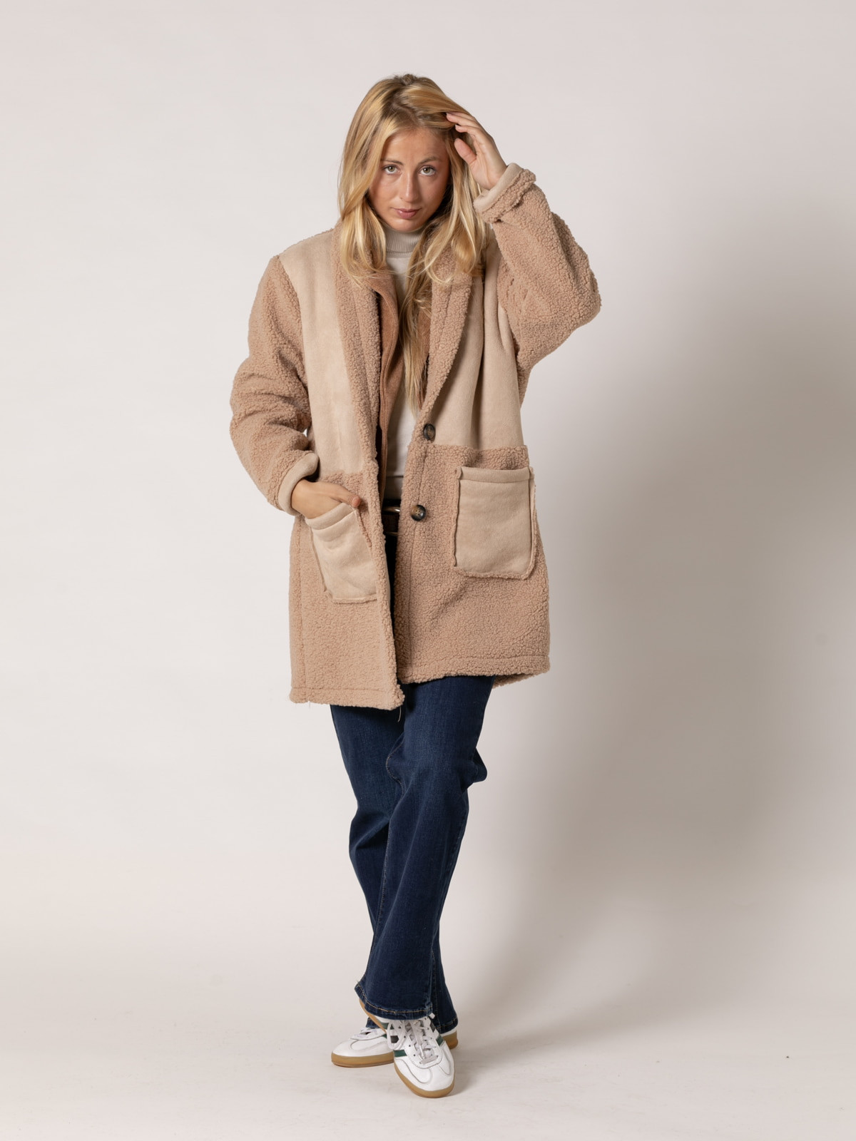 Double-sided teddy coat  Beige colour