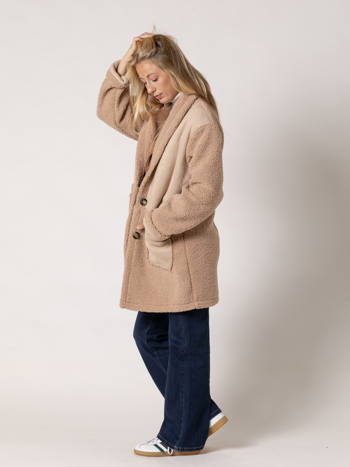 Double-sided teddy coat  Beige colour