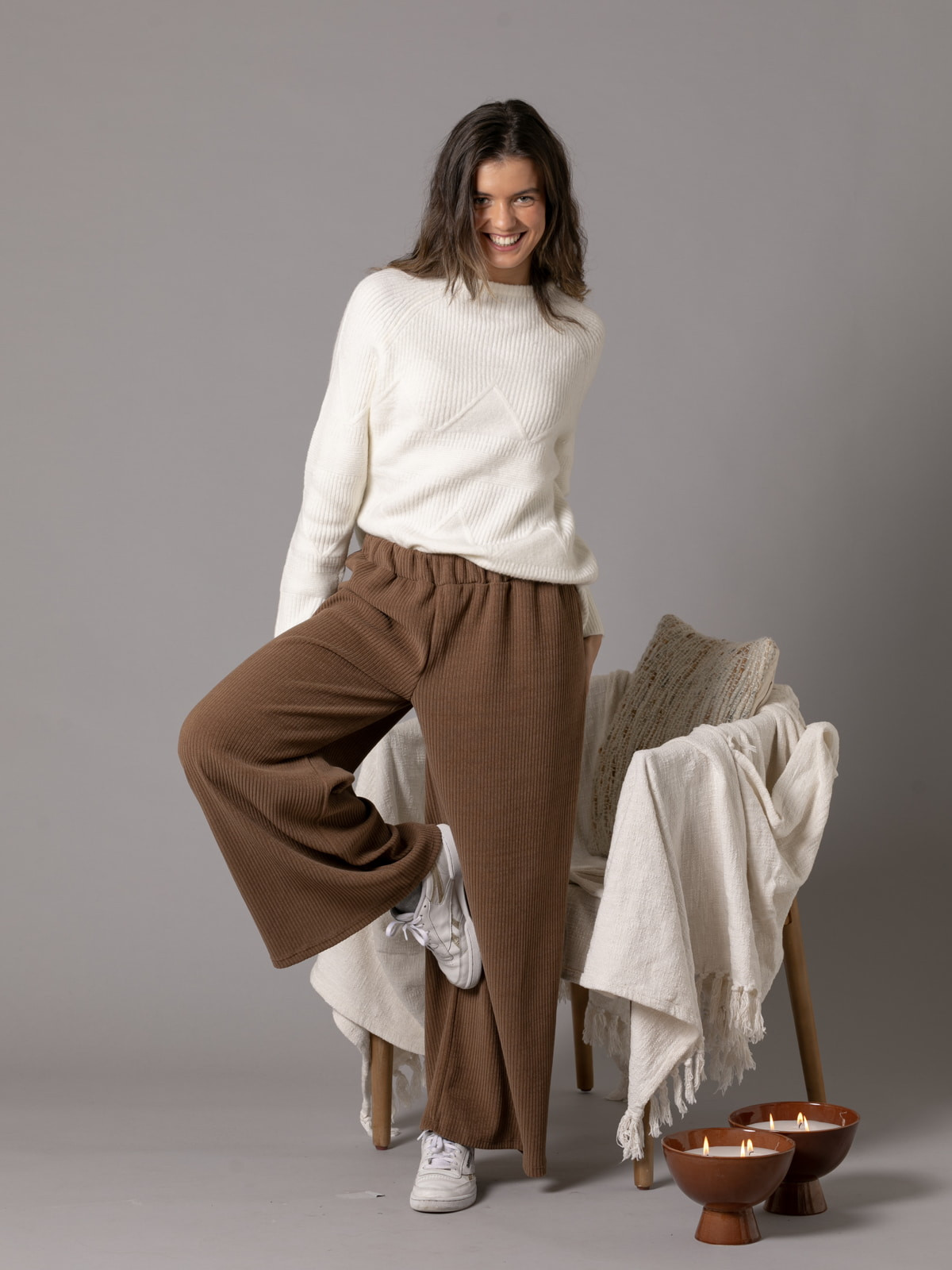 wide corduroy beaded pants  Camel colour