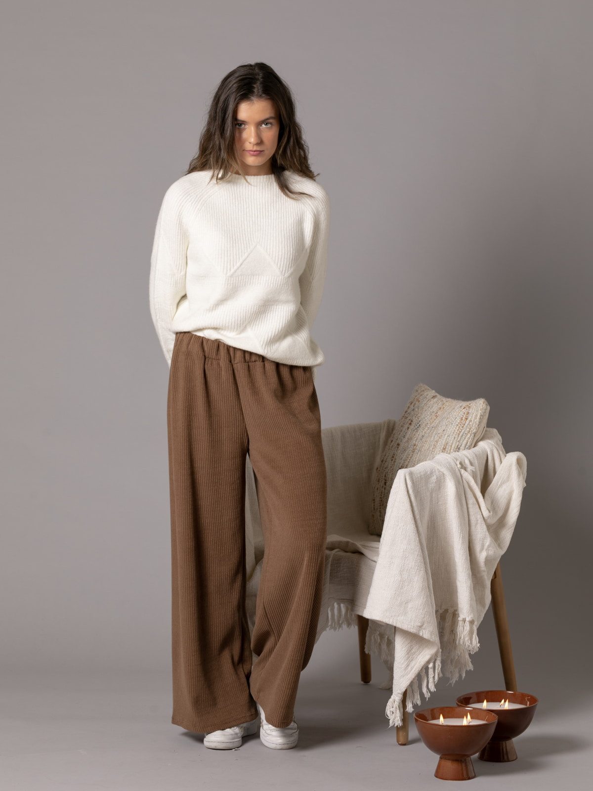 wide corduroy beaded pants  Camel colour