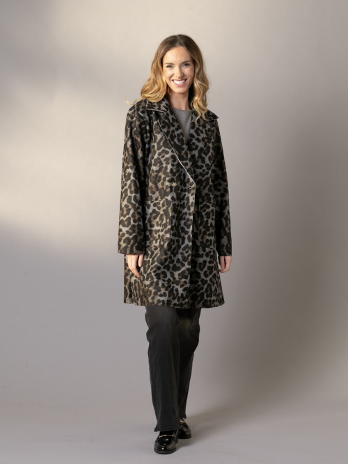 Animal print coat with pockets  Grey colour