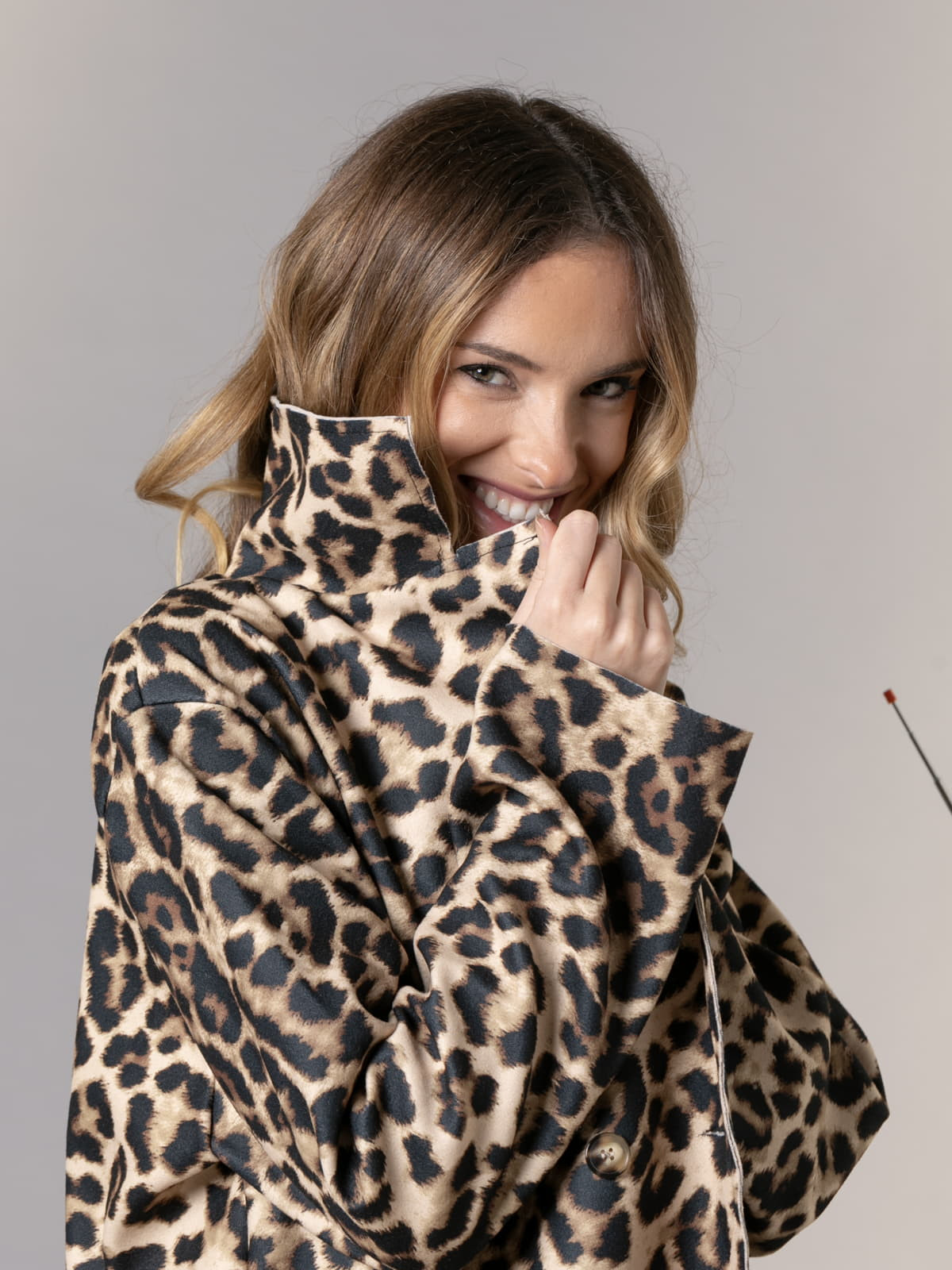 Animal print coat with pockets  Beige colour