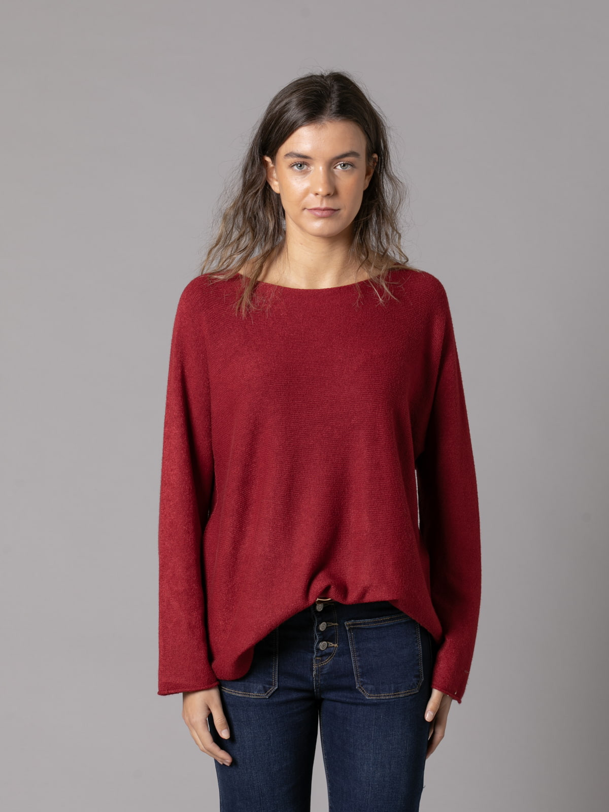 Must-have boat neck sweater  Bordeaux colour