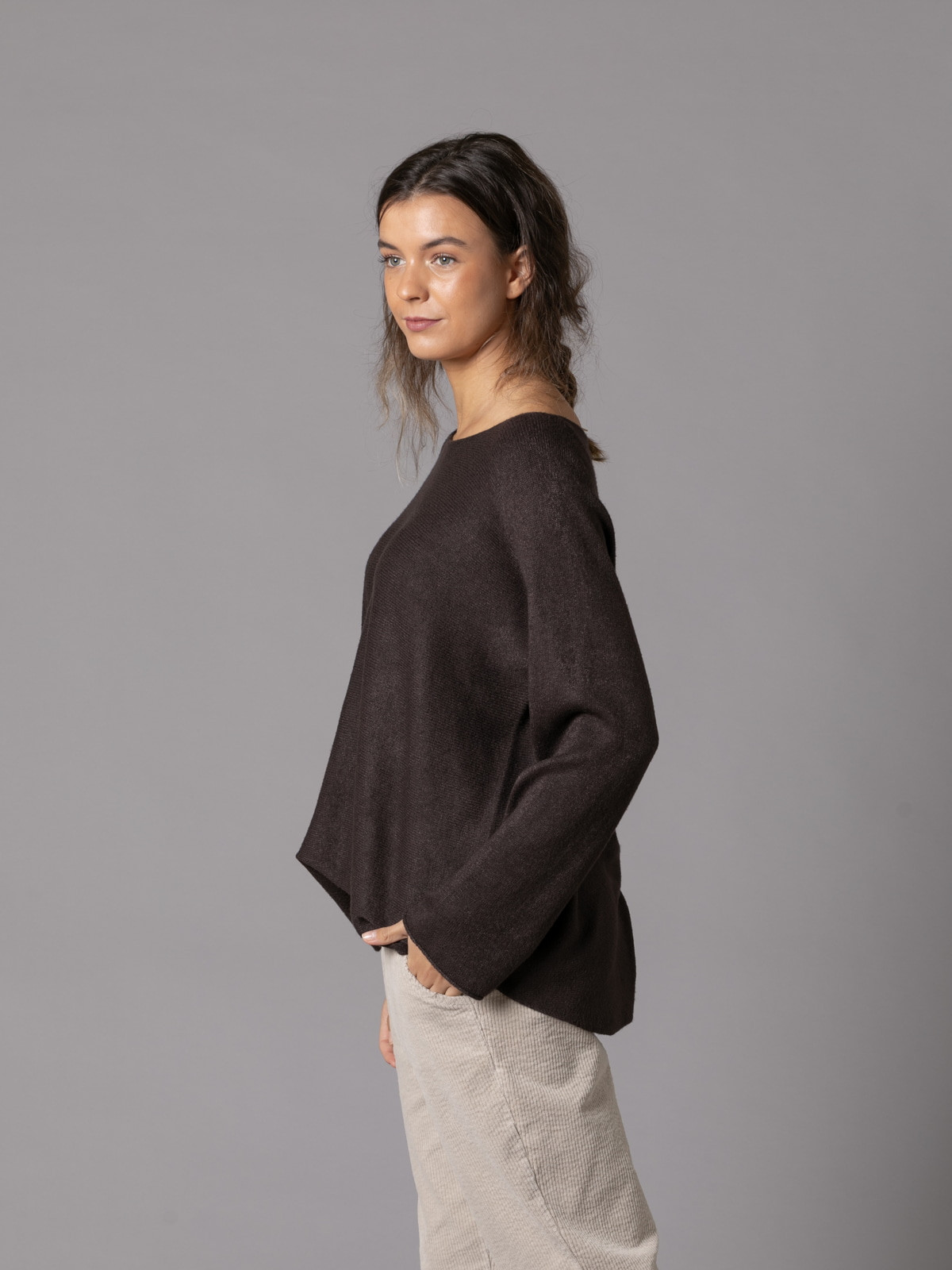 Must-have boat neck sweater  Marrón  colour