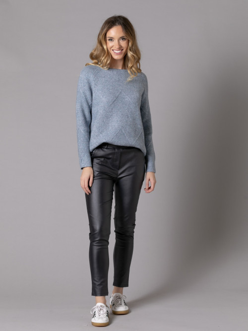 trendy eco-leather pants  Blue colour